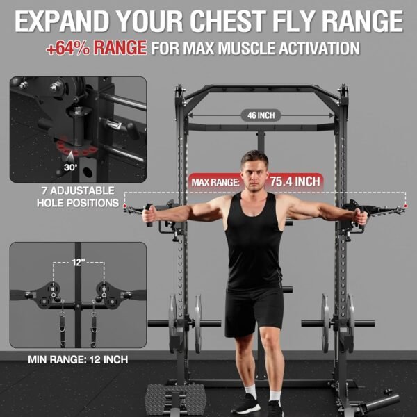 Mikolo Power Cage, 2000LB Power Rack with Independent Dual Pulley System