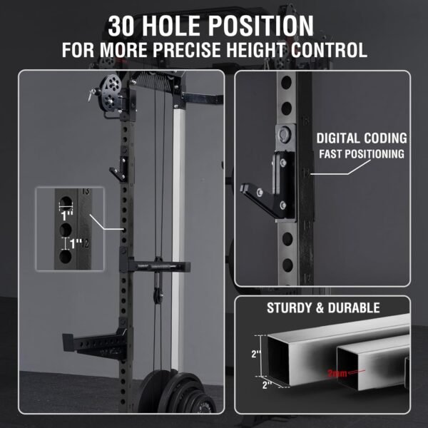 Mikolo Power Cage, 2000LB Power Rack with Independent Dual Pulley System