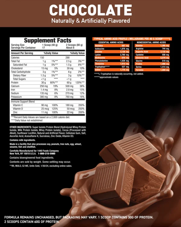 Body Fortress Super Advanced Isolate Easy to Digest Protein Powder Chocolate