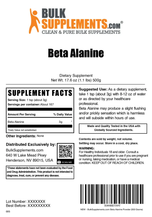 Bulk Supplements beta alanine powder