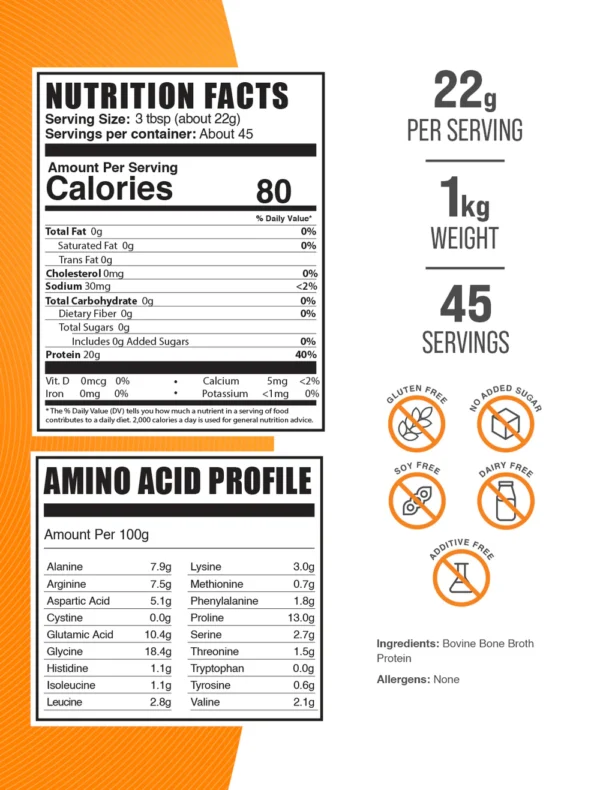 Bulk Supplements Beef Bone Broth Protein Powder