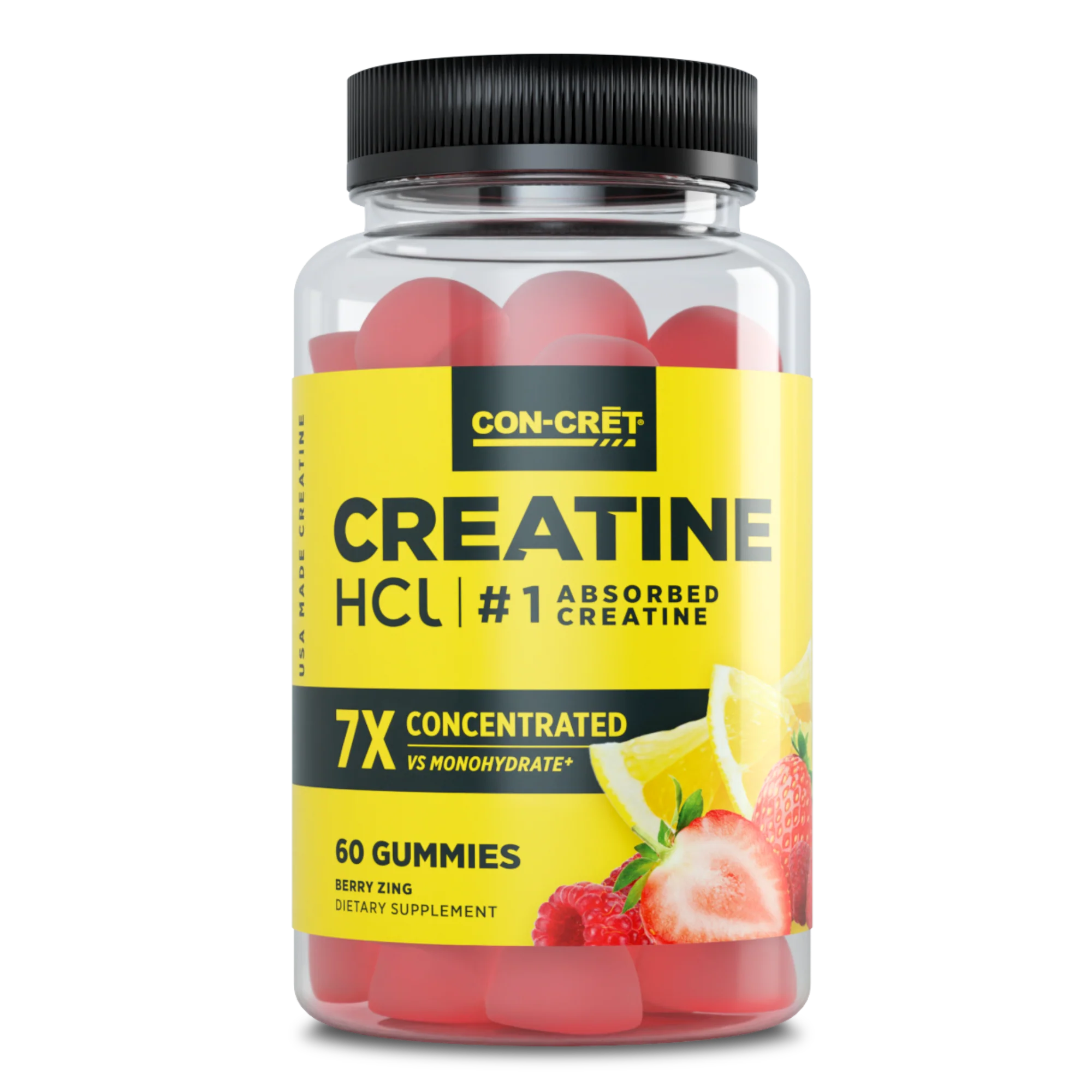 CON-CRĒT® Creatine HCl Gummies, Sour Berry Zing Flavor