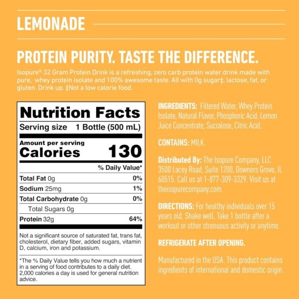 Isopure 32g Whey Protein Isolate Drink