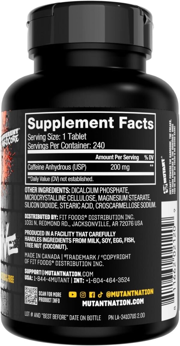 Mutant Caffeine Pills – Pharmaceutical-Grade Pure Caffeine Supplement for Boosting Energy