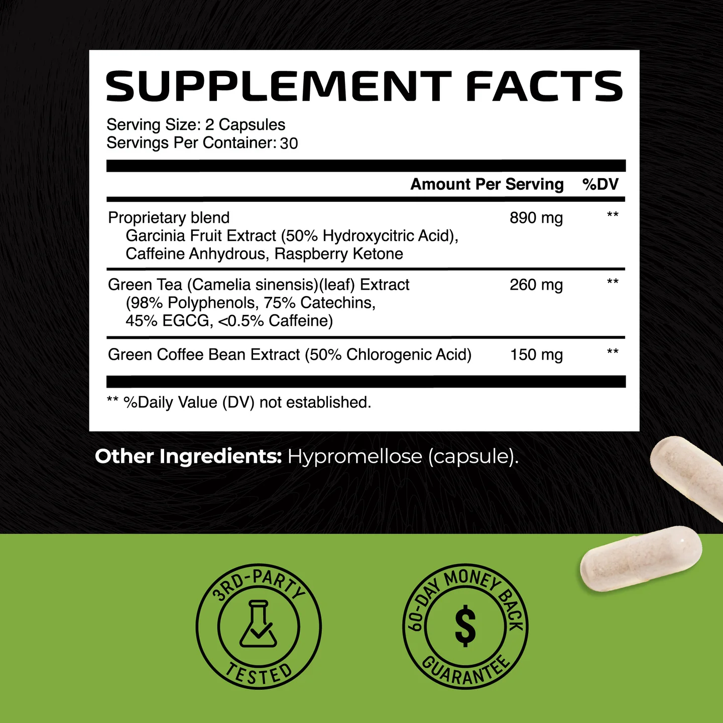 Nobi Nutrition Green Tea with EGCG Fat Burner Capsules 60ct