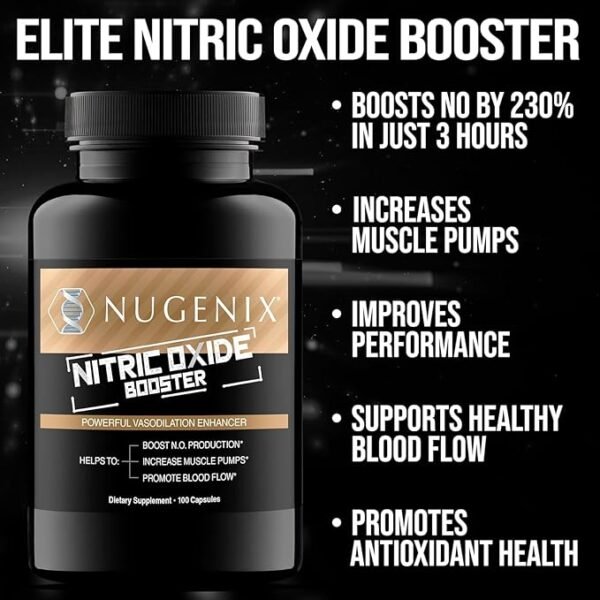 Nugenix Nitric Oxide Booster Supplement - Nitric Oxide Flow, L-Arginine, L-Citrulline, Pine Bark Extract