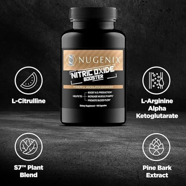 Nugenix Nitric Oxide Booster Supplement - Nitric Oxide Flow, L-Arginine, L-Citrulline, Pine Bark Extract