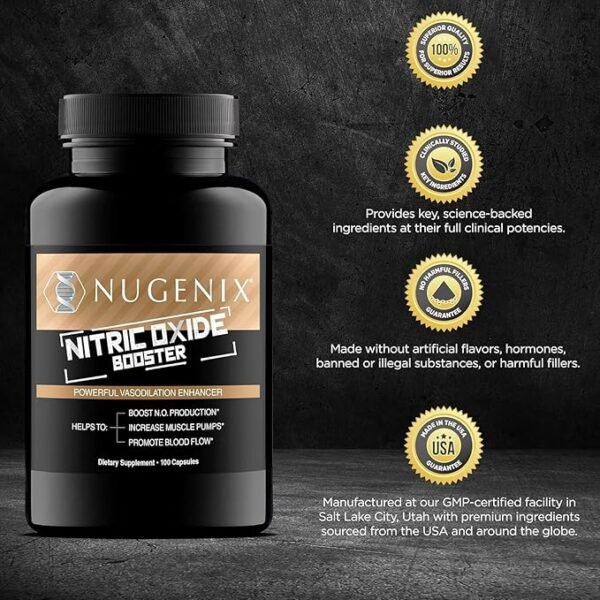 Nugenix Nitric Oxide Booster Supplement - Nitric Oxide Flow, L-Arginine, L-Citrulline, Pine Bark Extract