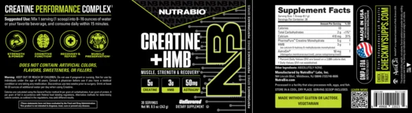 NutraBio Creatine + HMB