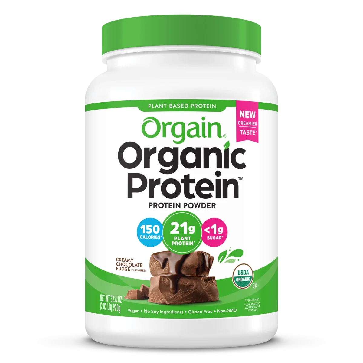 Orgain Organic Protein™ Plant Based Protein Powder Creamy Chocolate Fudge muscle gain supplements