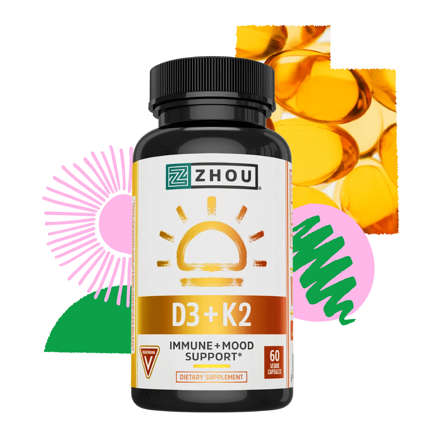 Zhou Nutrition D3+K2 Immune Mood Support