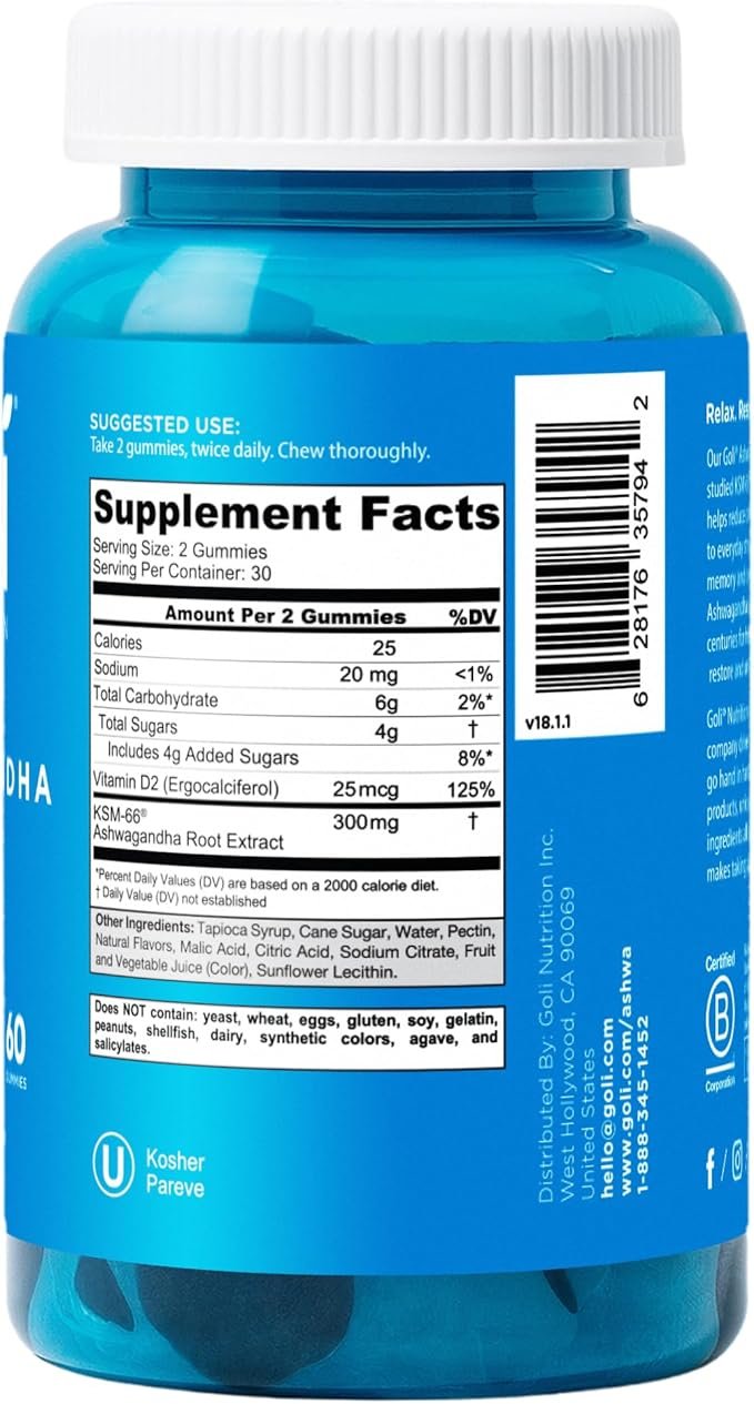 Goli Ashwaganda and Vitamin D Gummy 60 count