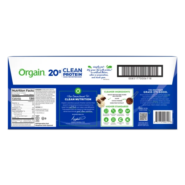 Orgain 20g Clean Protein Shake Creamy Chocolate Fudge