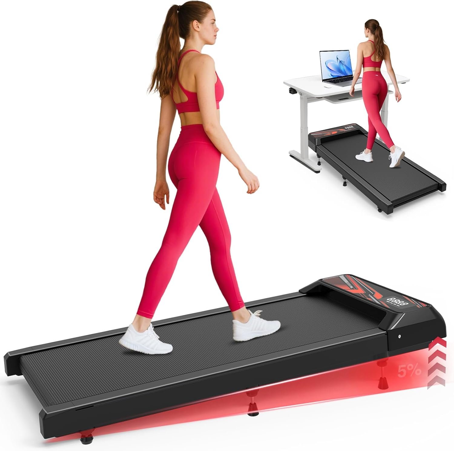 2.5HP Walking Mat with Incline Pad Under Desk Treadmill