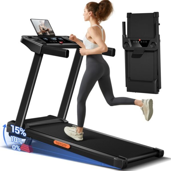 3-in-1 Treadmill with 15% Incline Portable Treadmills for Home with Handle