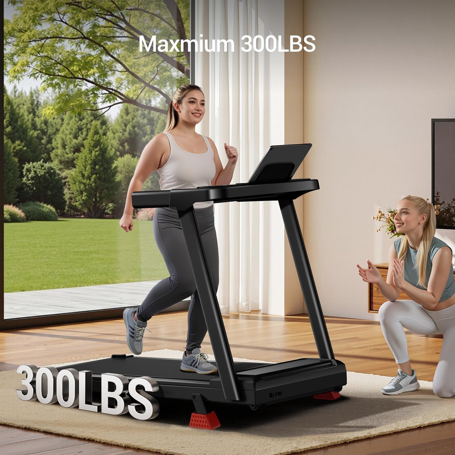 3-in-1 Treadmill with 15% Incline Portable Treadmills for Home with Handle