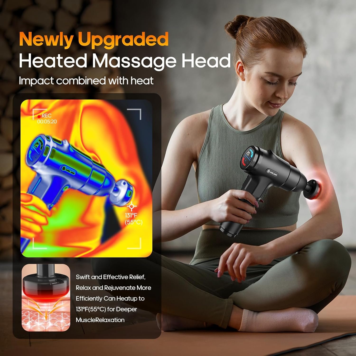AERLANG Massage Gun with Heat Deep Tissue Back Massager Neck Massager for Pain Relief