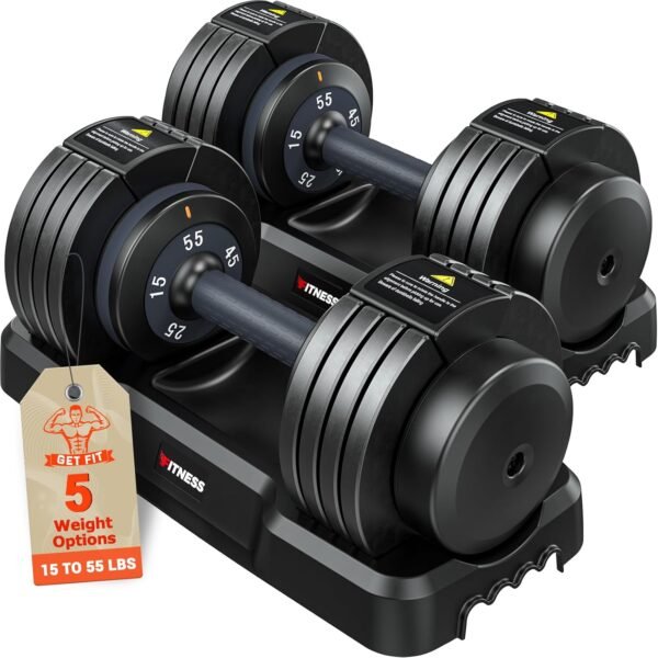 Adjustable Dumbbells Set of 2 - 1 Hand Adjustable Weights Dumbbells Set