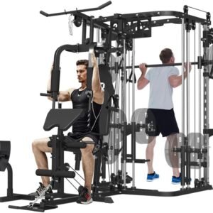 all in one home gym station, multifunction smith machine, home gym cable & rack system, compact full-body gym machine, adjustable cable home gym, multi-station workout equipment