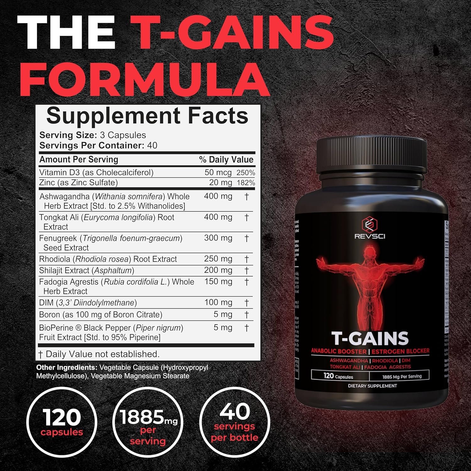 Anabolic Booster and Muscle Builder T-GAINS Testosterone Supplement for Men 5