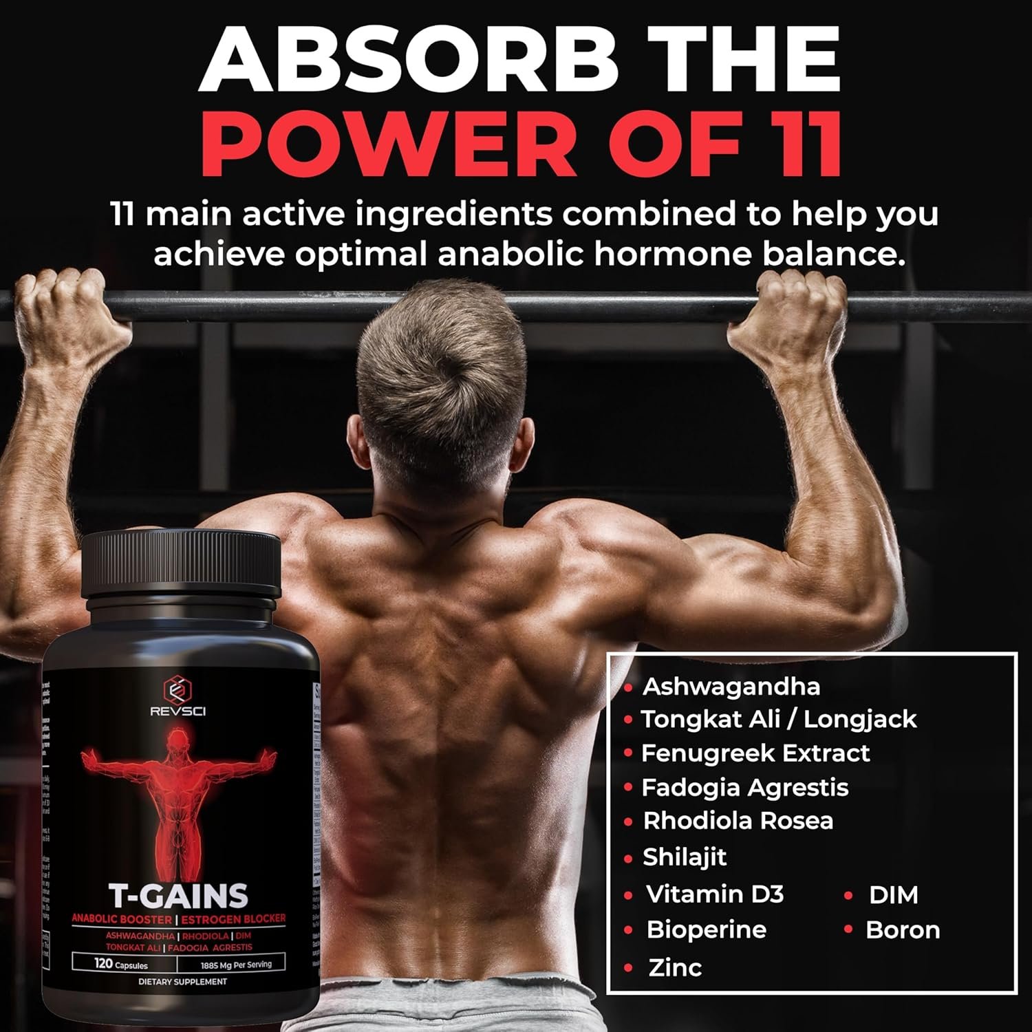 Anabolic Booster and Muscle Builder T-GAINS Testosterone Supplement for Men 8