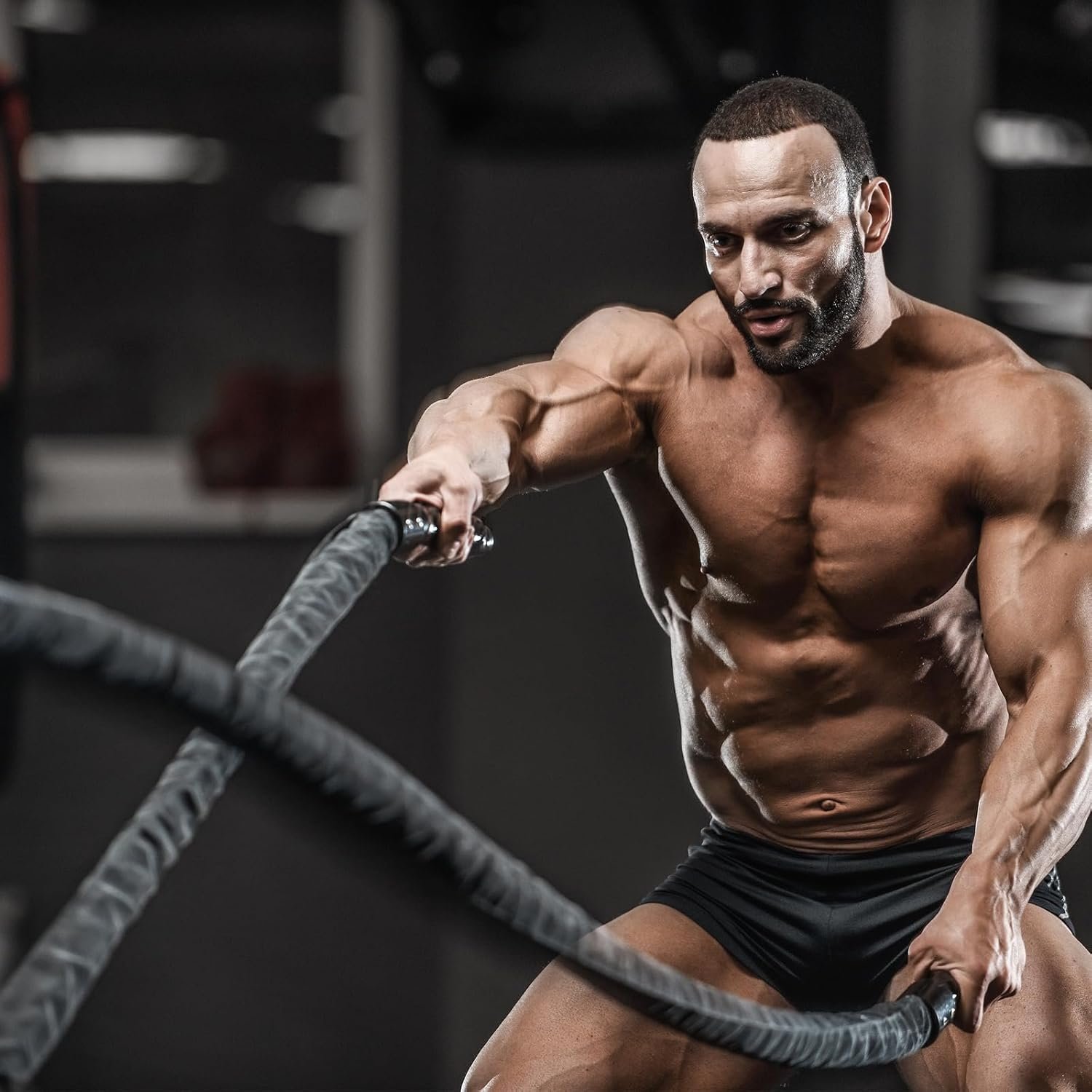 Battle Ropes Black Workout Rope 1 inch Battle Ropes for Home Gym 30ft 445