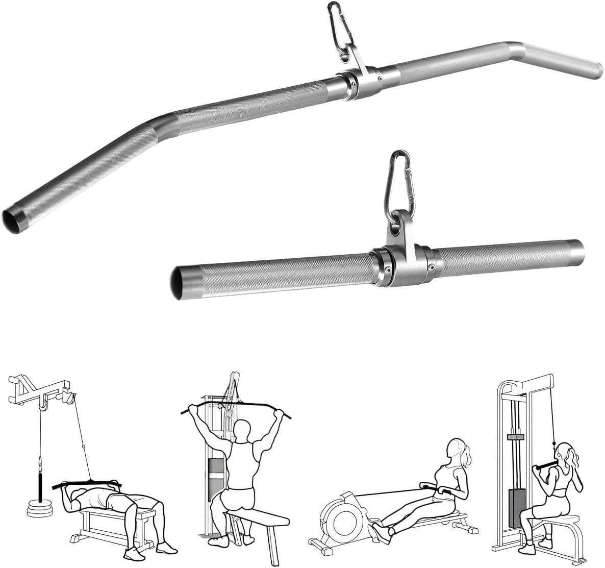 Cable Machine Attachment lat pull down bar and Lightweigh Aluminum Tricep Straight Bar