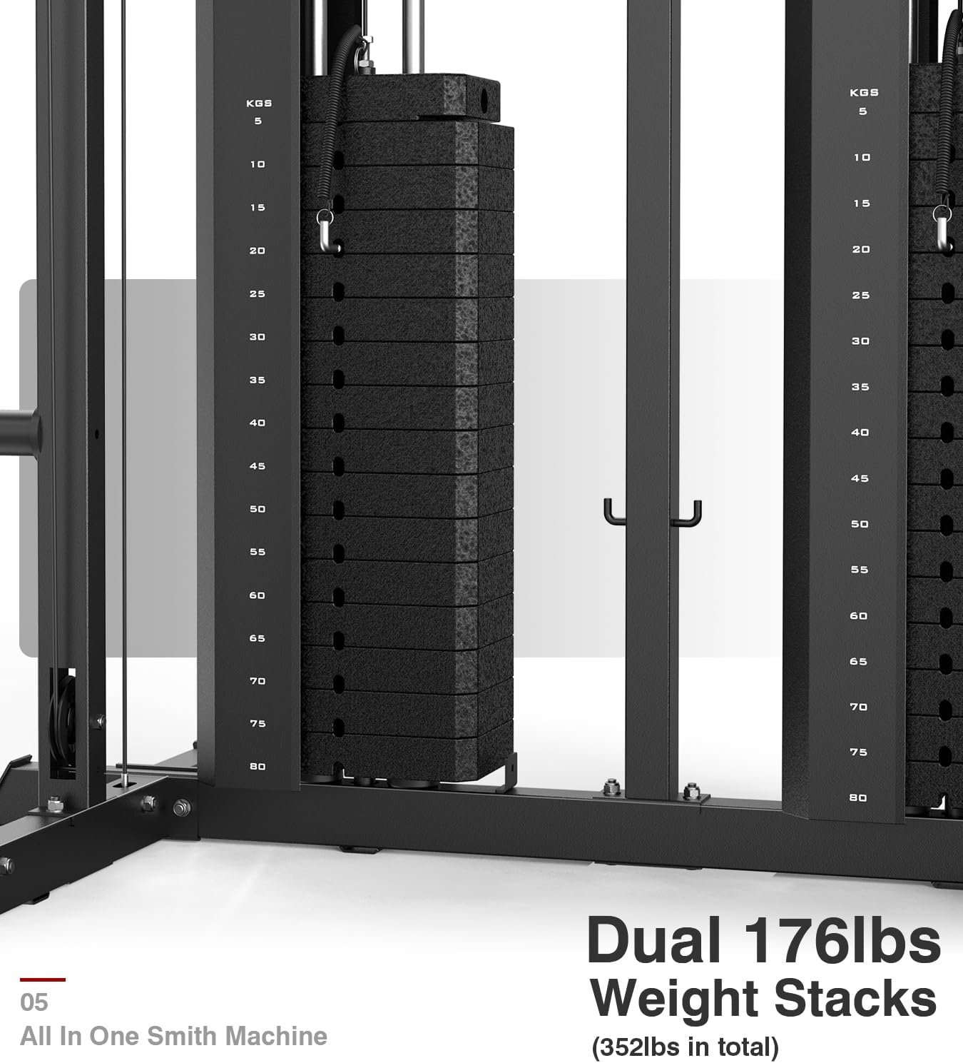 DONOW Smith Machine with Weight Stacks Home Gym Sytem Power Cage Squat Rack Dual Cable Crossover Machine All in One 2