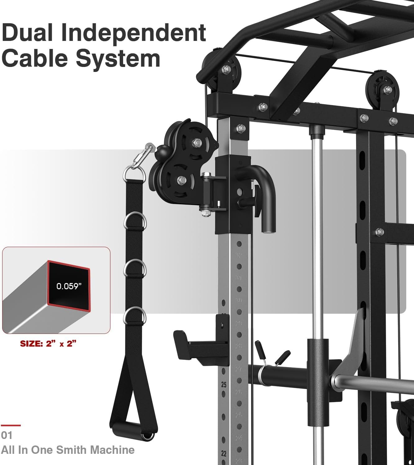 DONOW Smith Machine with Weight Stacks Home Gym Sytem Power Cage Squat Rack Dual Cable Crossover Machine All in One 5