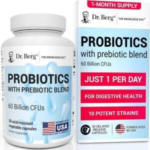 Dr. Berg Probiotic Supplement 60 Billion CFUs Helps Ease Occasional Constipation Diarrhea Gas and Bloating 1