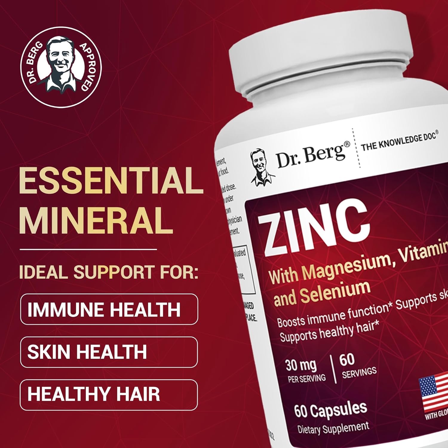 Dr. Berg Zinc 30mg Enhanced with Magnesium Vitamin D3 Selenium and Copper 3