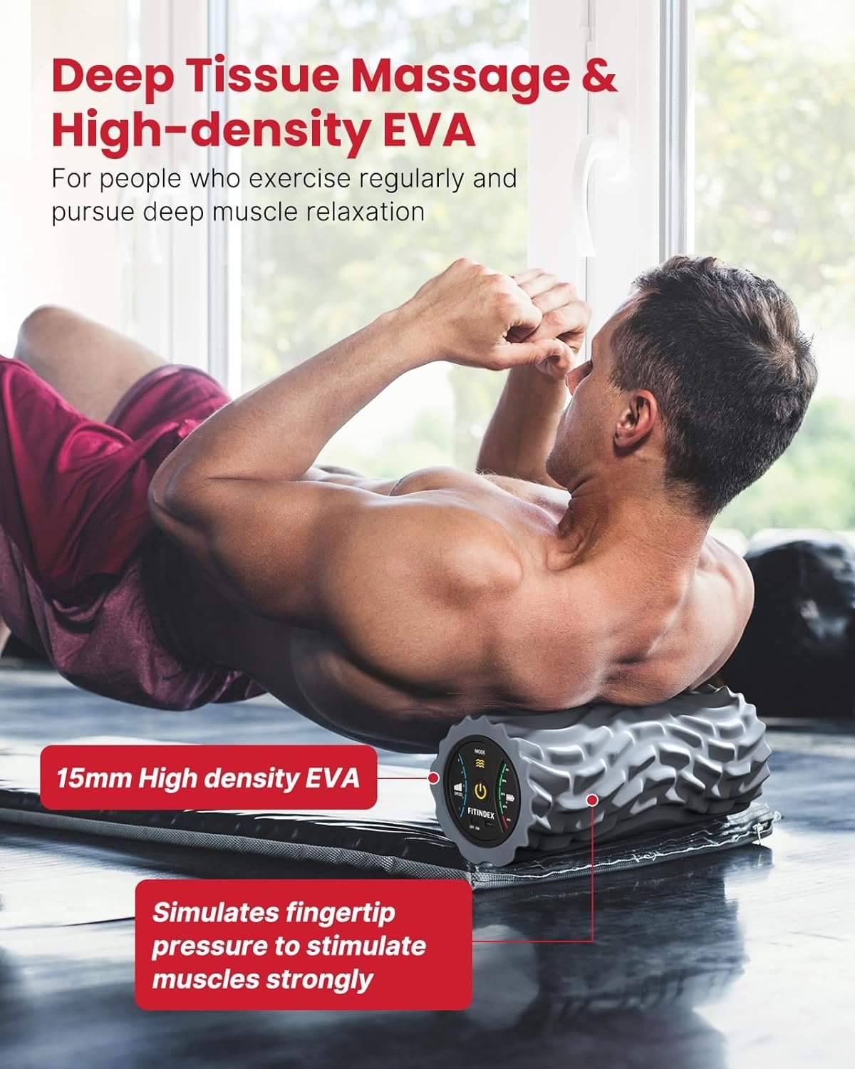 FITINDEX Vibrating Foam Roller for Back Pain 5-Speed Muscle Massage 2