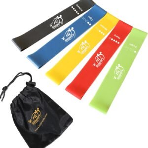 Fit Simplify Resistance Loop Exercise Bands with Instruction Guide and Carry Bag Set of 5