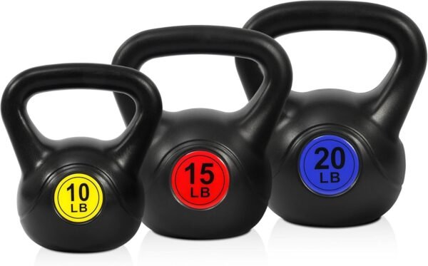 Fitvids Wide Grip 3-Piece Kettlebell Exercise Fitness Weight Set