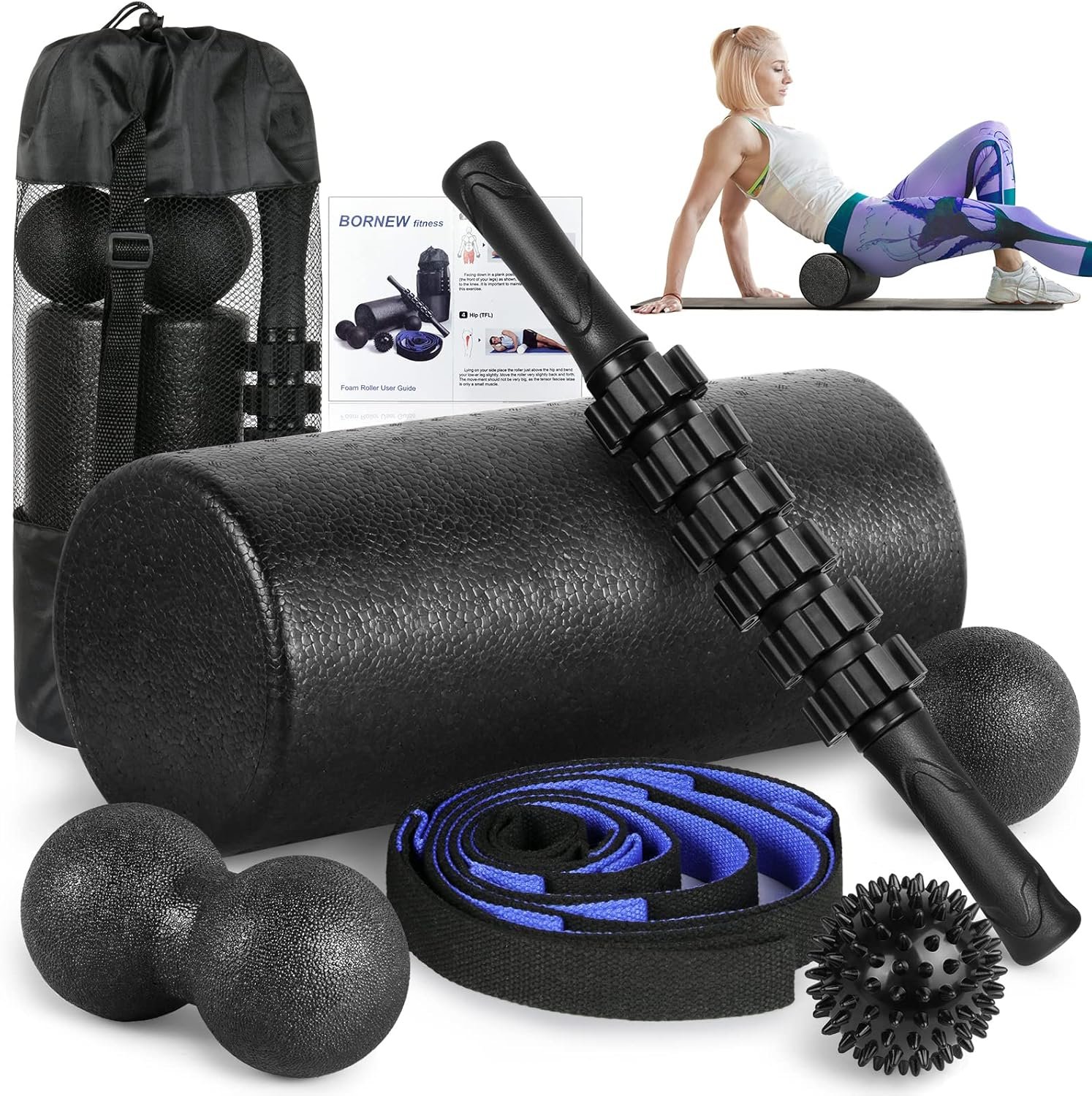 Foam Roller Set High Density Back Roller Muscle Roller Stick 1