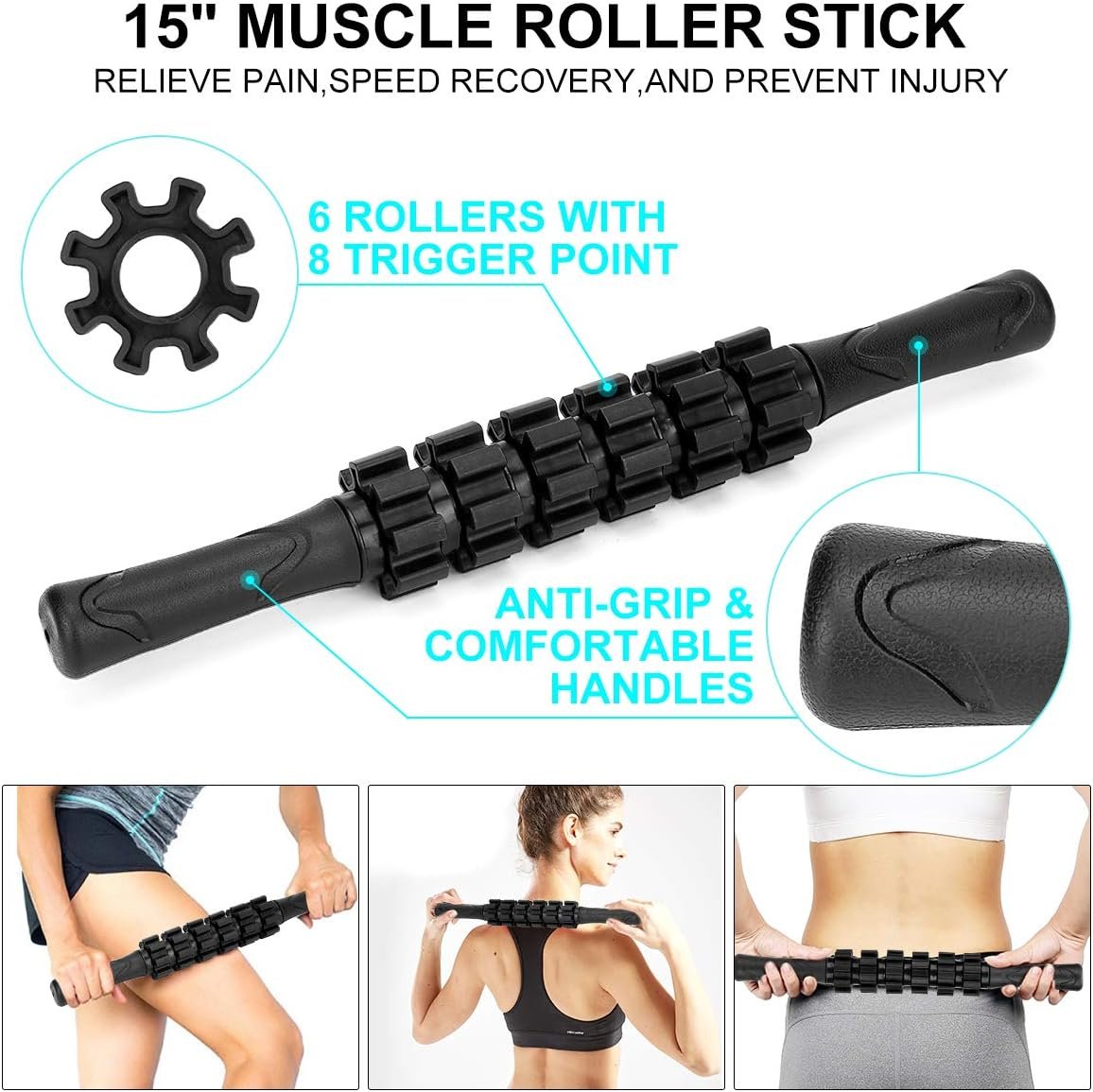 Foam Roller Set High Density Back Roller Muscle Roller Stick 4