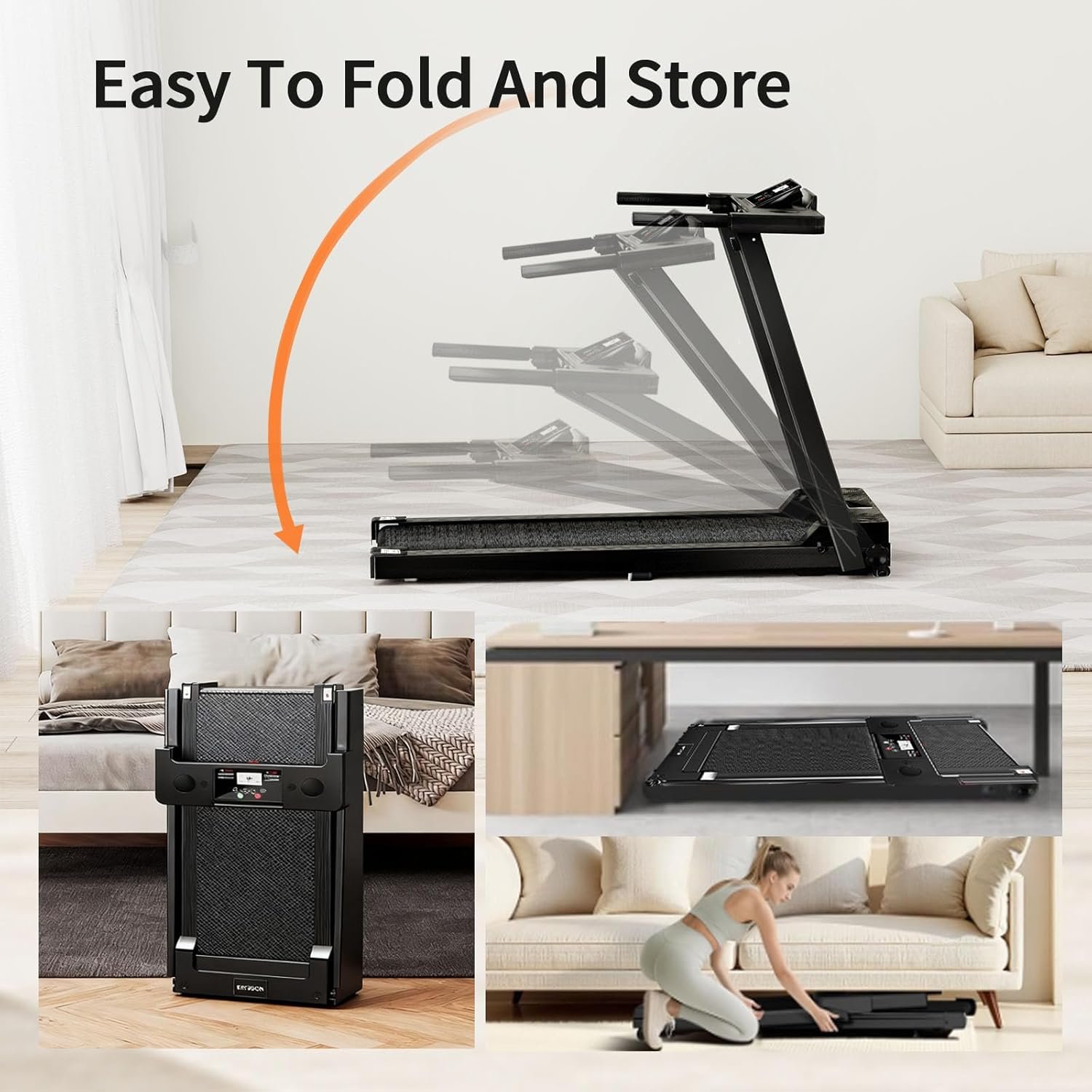 Foldable Treadmills for Home 3.0 HP Portable Treadmills for Running and Walking with Handles