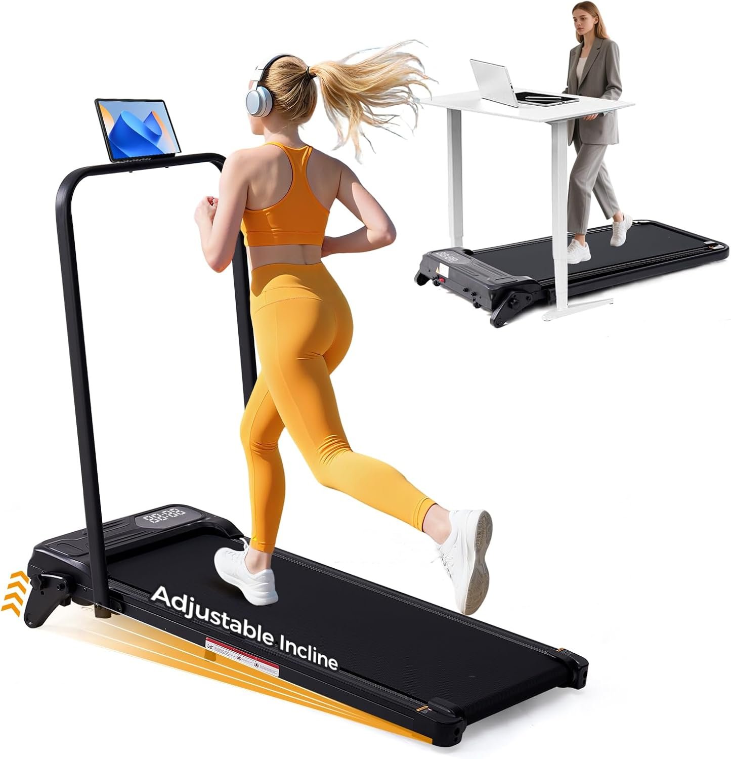 Folding Foldable Walking Pad Treadmill with Handle Bar and Adjustable Incline 1