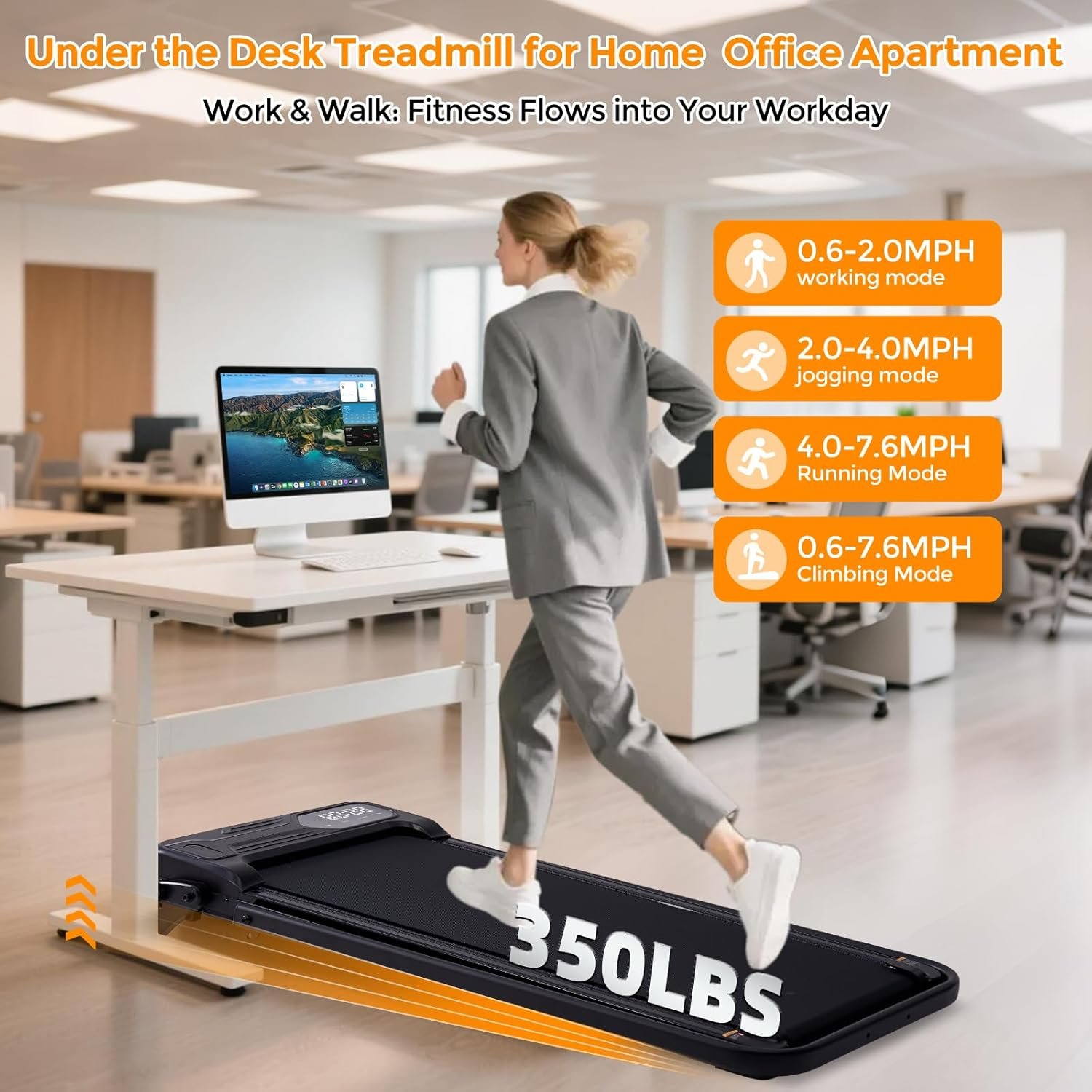 Folding Foldable Walking Pad Treadmill with Handle Bar and Adjustable Incline 5