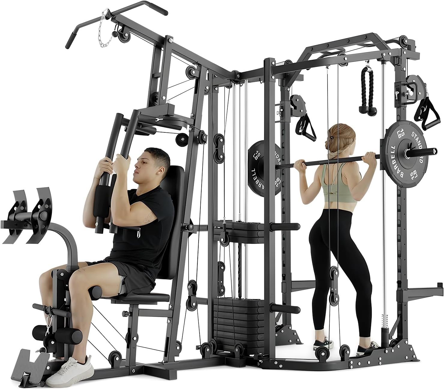 GMWD Smith Machine Power Cage Multi-Function Home Gym System with Cable Crossover 1