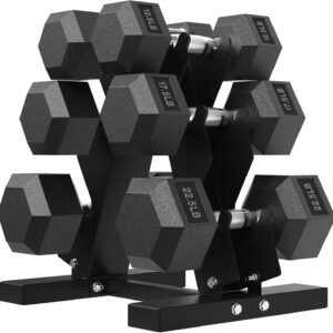 Hex Weights Dumbbell Set with Rack Half-Pound Increment Rubber Coated Set