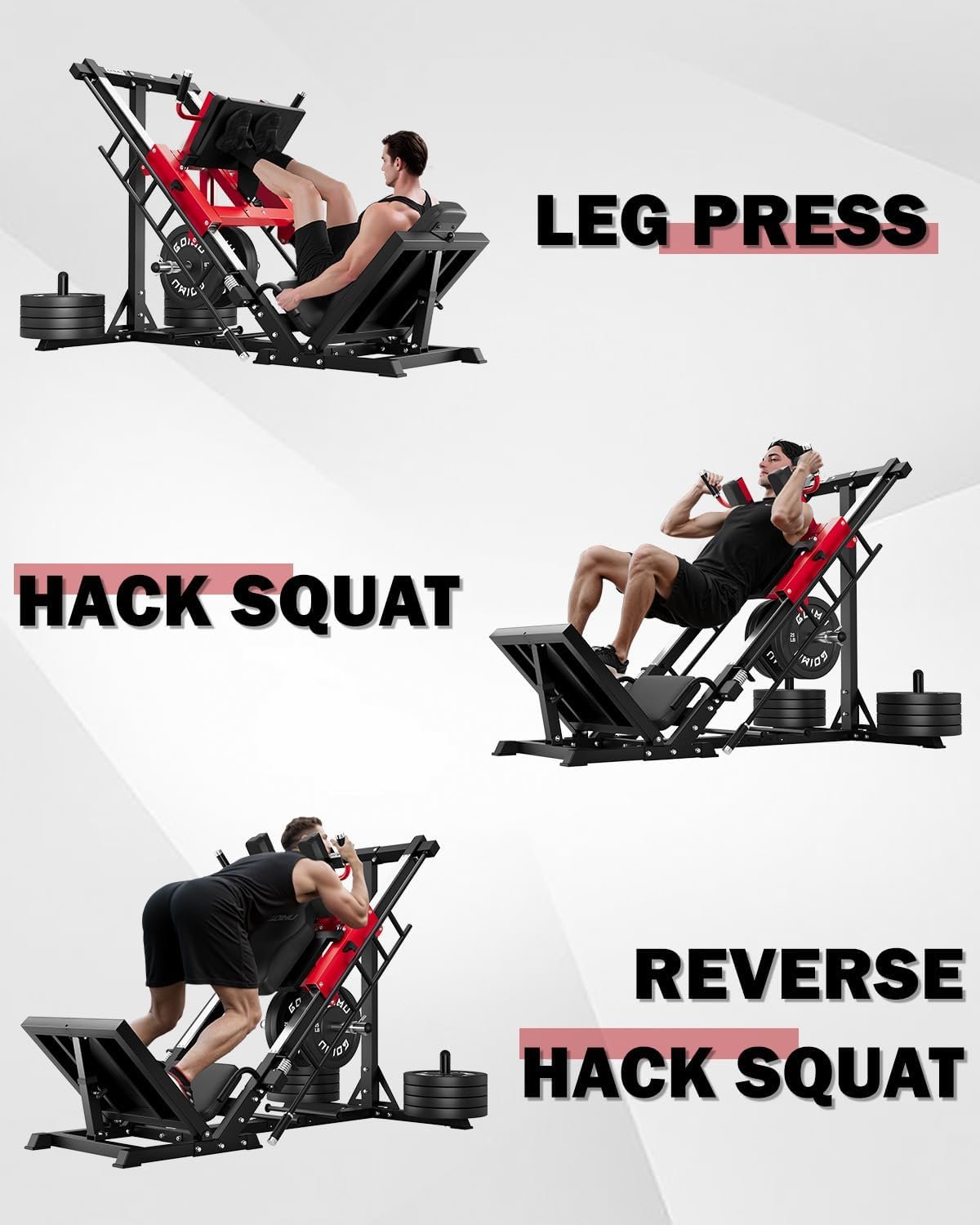 Leg Press Hack Squat Machine with Back Support Cushion 3