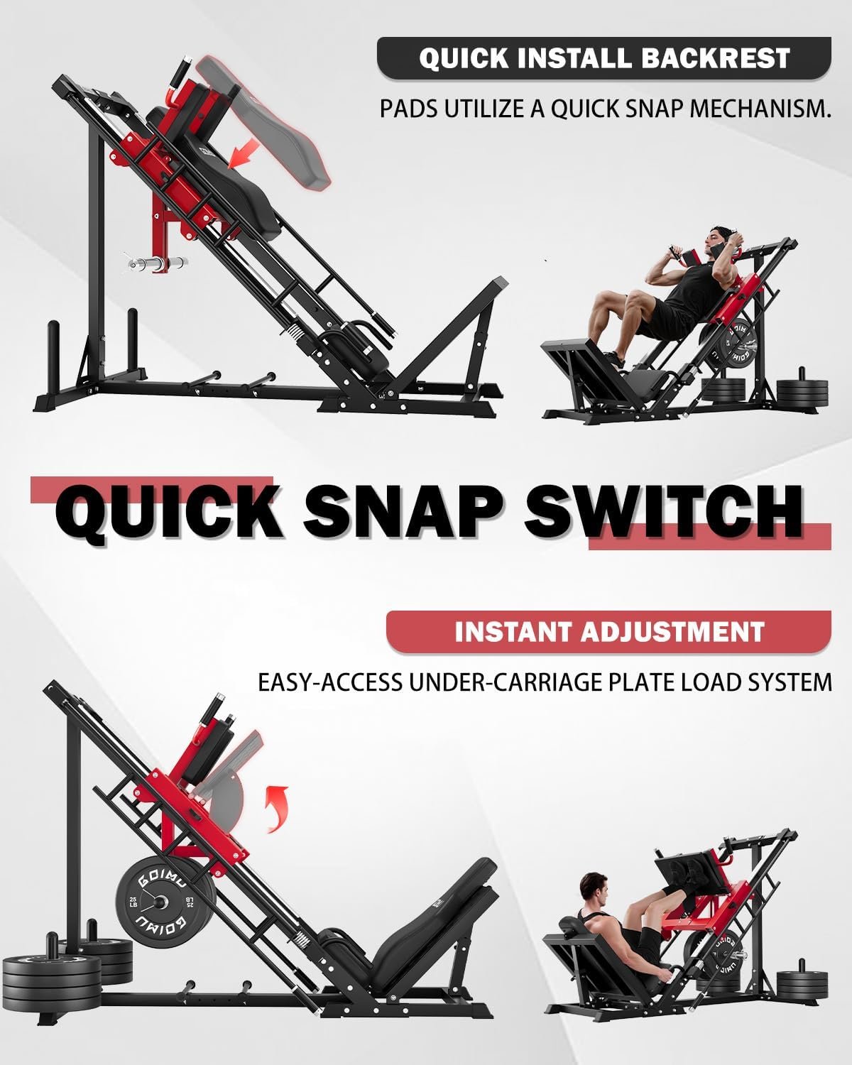 Leg Press Hack Squat Machine with Back Support Cushion 4