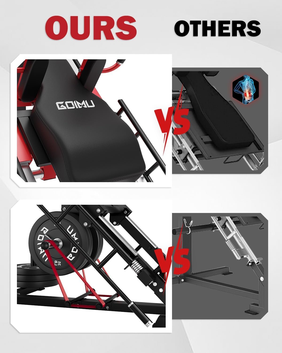 Leg Press Hack Squat Machine with Back Support Cushion 5