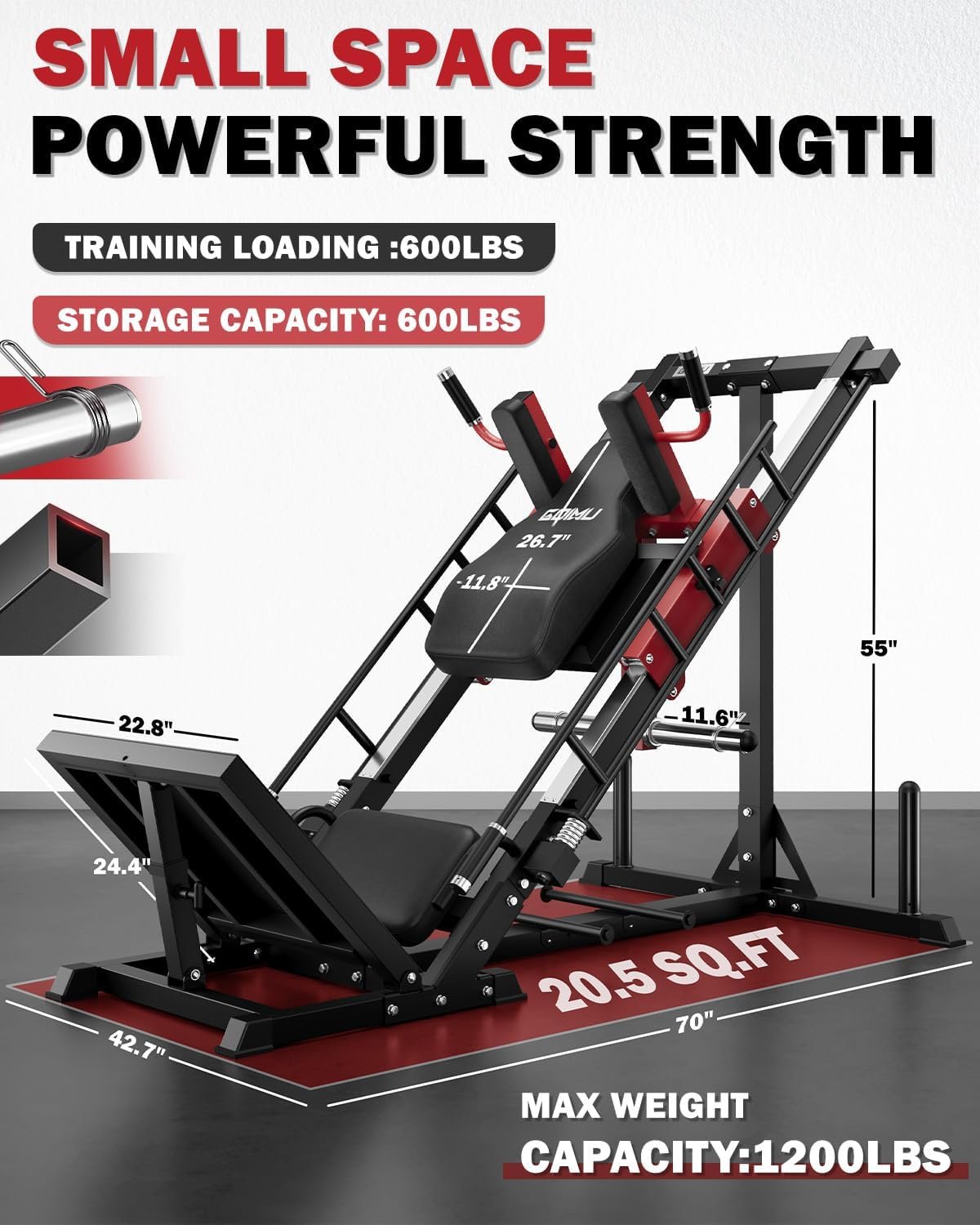 Leg Press Hack Squat Machine with Back Support Cushion 6