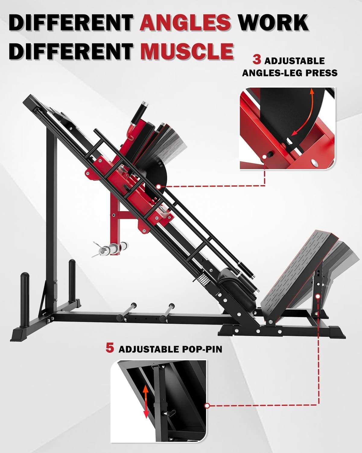 Leg Press Hack Squat Machine with Back Support Cushion 8