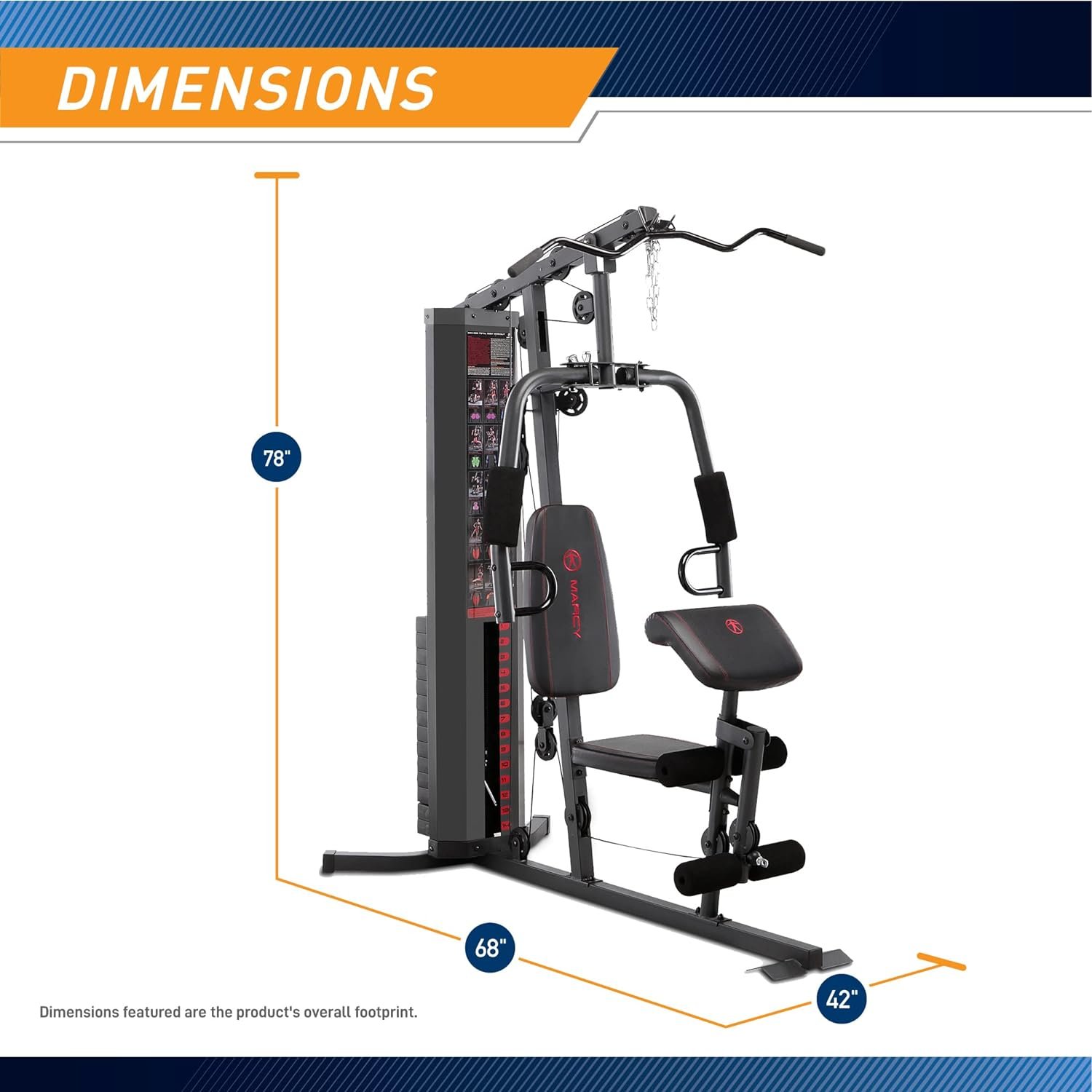 Marcy Multifunction Steel Home Gym 150lb Weight Stack Machine 3