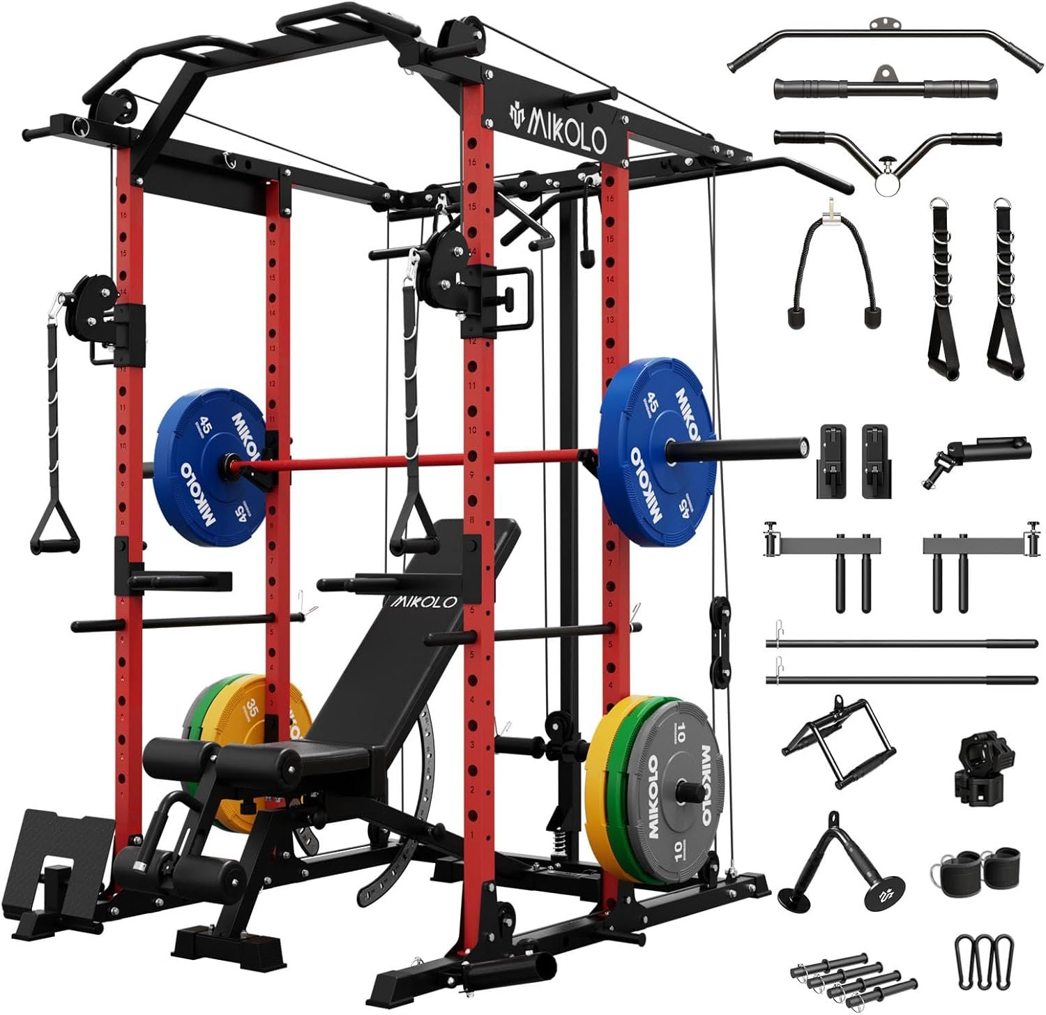 Mikolo Power Cage Power Rack with Cable Crossover System