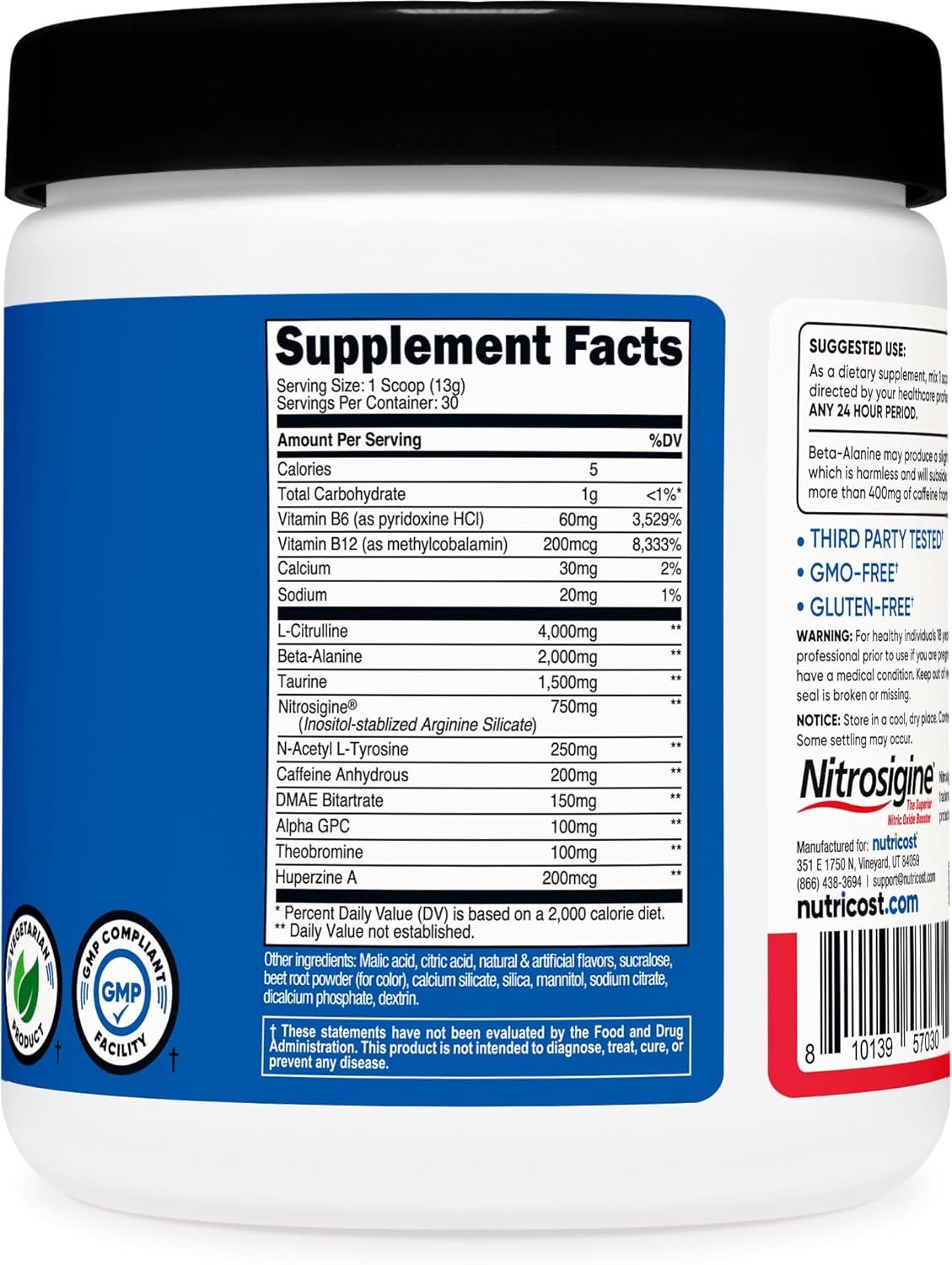 Nutricost Pre-Workout Complex Powder (30 Servings, Fruit Punch)