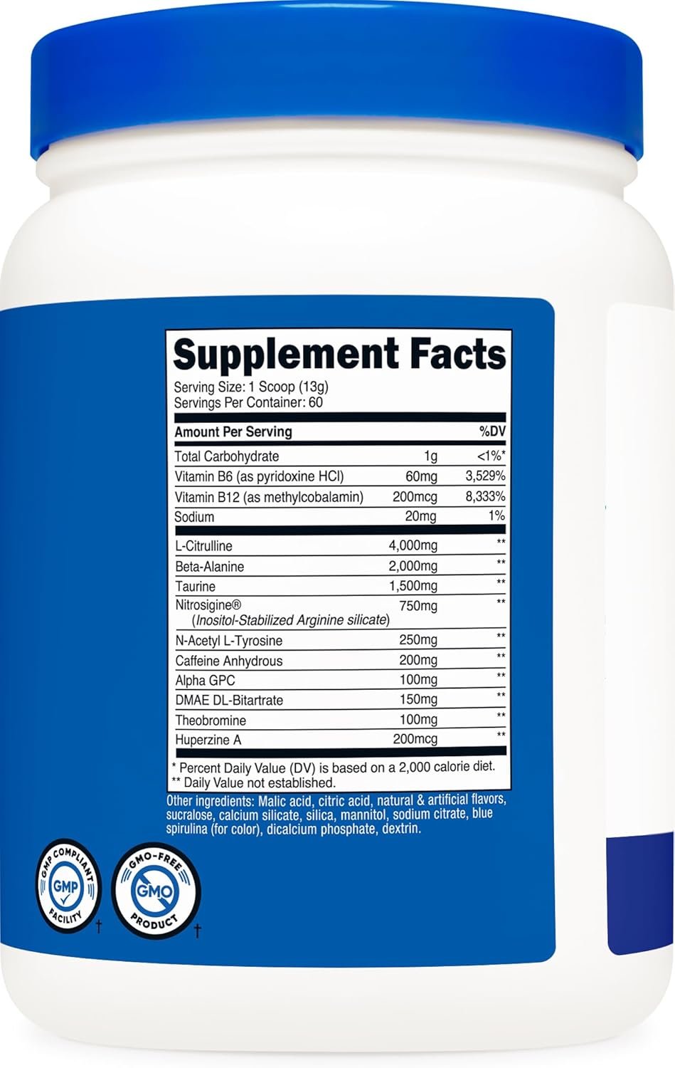 Nutricost Pre-Workout Complex Powder 60 Servings Blue Raspberry